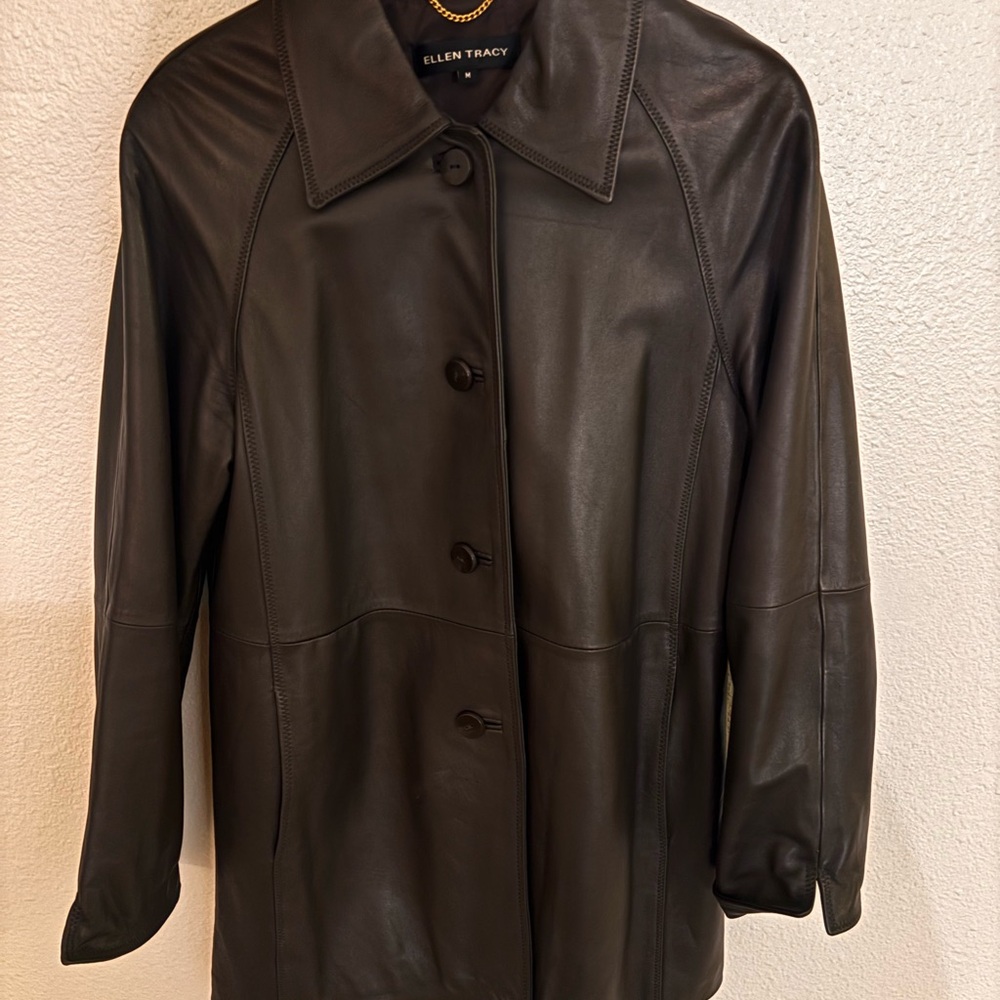 Ellen Tracy Dark Leather Jacket - image 1